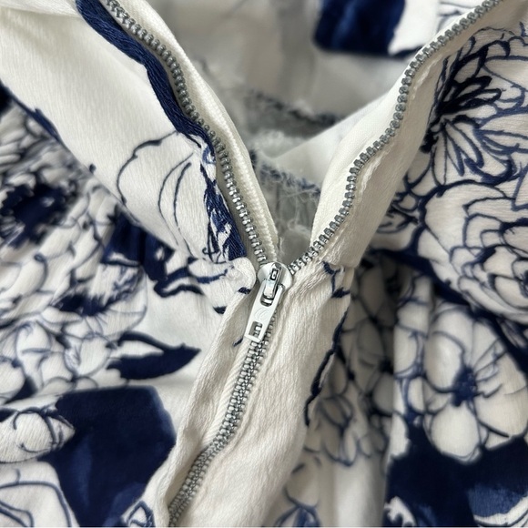 Vintage 70's Floral Blue White Maxi Dress Puff Sleeve Empire Waist Size 4/6 - Picture 9 of 16